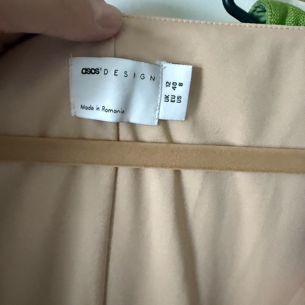 NWT ASOS Cream and Brown watercolor cowl neck chiffon flute sleeve Mini Dress - Picture 3 of 4